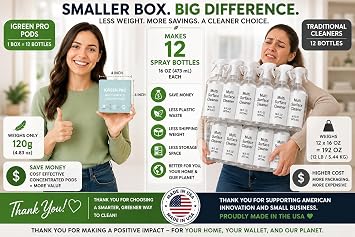 Multi-surface All Purpose Cleaner Tablets, Water Soluble,12 Pack Water Soluble Pods for Kitchen, Bathroom, Home Surfaces (12 Water Soluble Pack, Lemongrass)