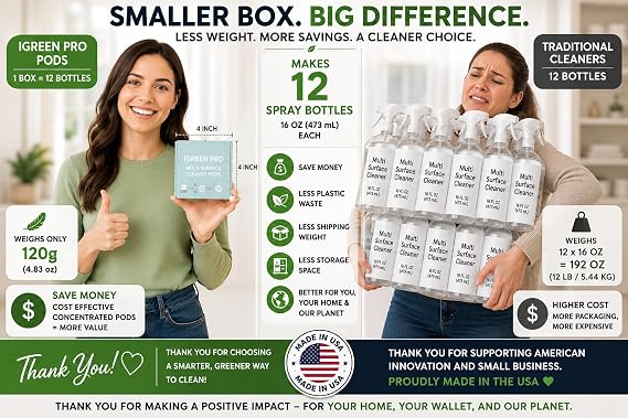 Multi-surface All Purpose Cleaner Tablets, Water Soluble,12 Pack Water Soluble Pods for Kitchen, Bathroom, Home Surfaces (12 Water Soluble Pack, Lemongrass)