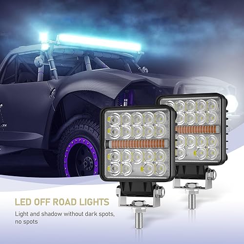 Miniatura 6 de Fogfar 2 luces de trabajo LED de 4 pulgadas, luces de conducción de 38 W, 3800 lúmenes, barras de luz superbrillantes, accesorios de repuesto,