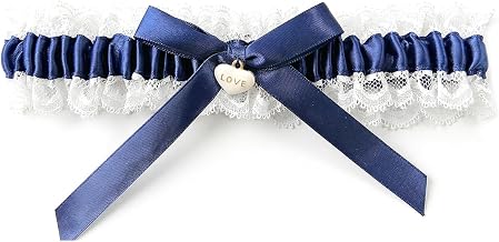Blue Elastic Wedding Garter Garter Bridal Garter Bridal Garter Bridal Garter Wedding Accessory White Lace and Blue Satin Comfortable Adjustable Wedding Gift