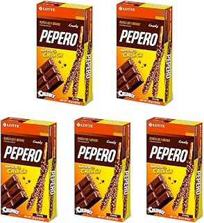 LOTTE Pepero Chocolate Sticks 6 Variety Flavors (Crunky, Pack of 5)