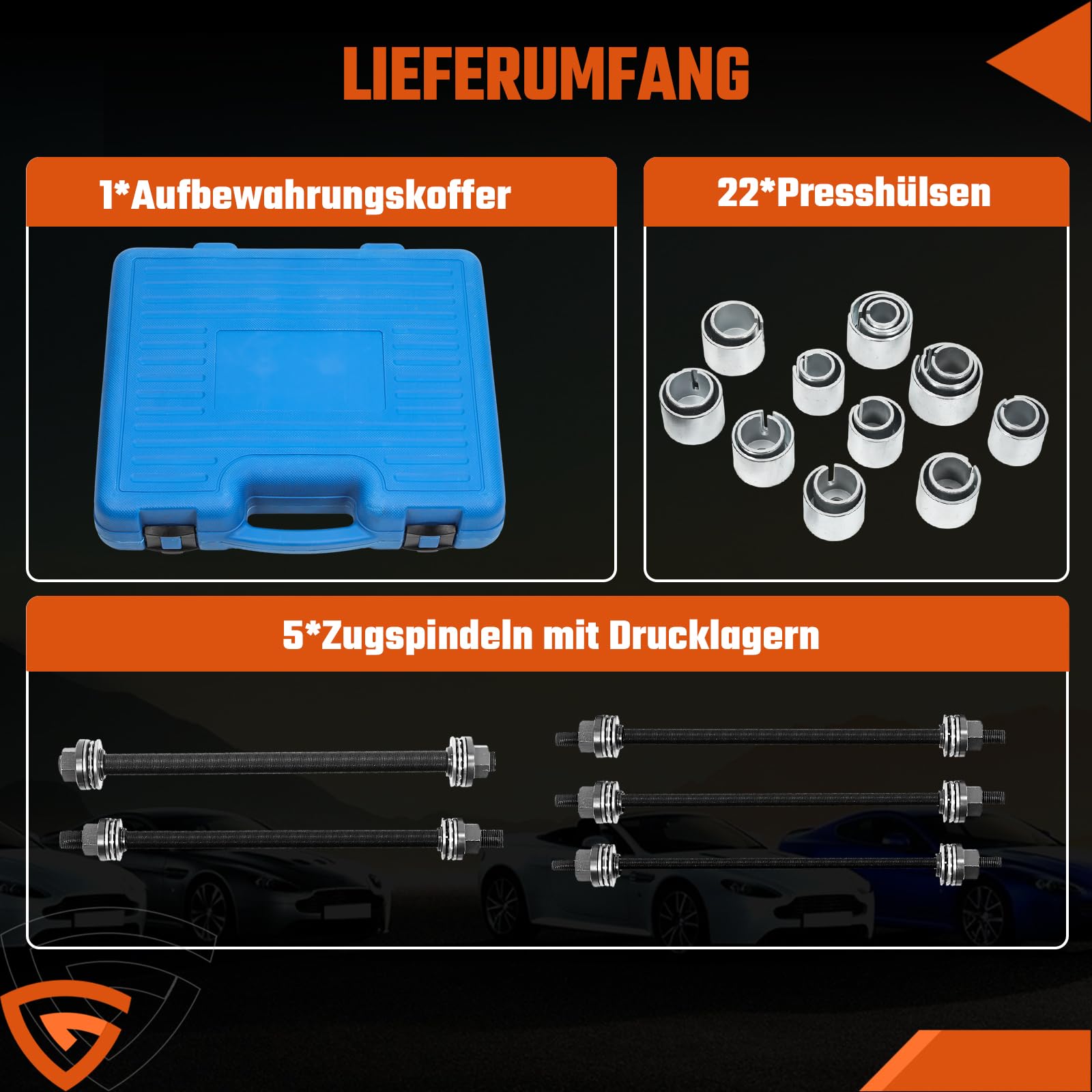 GEARMONSTER 27tlg Radlager Abzieher Set, Silentlager Abzieher Werkzeug Gummibuchsen Druckhülsen Set mit Aufbewahrungskoffer für Auto, PKW, LKW Achslager Montage Demontage Druckhülsen Satz
