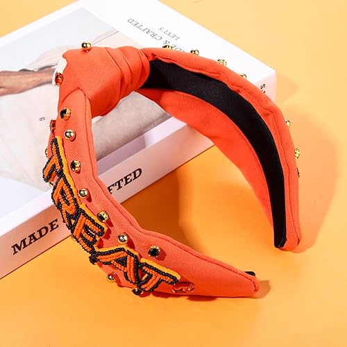 Vista 71 de Diademas de Halloween para mujer, diadema anudada con cuentas de truco o trato, diadema con nudo superior con diamantes de imitación, accesorio