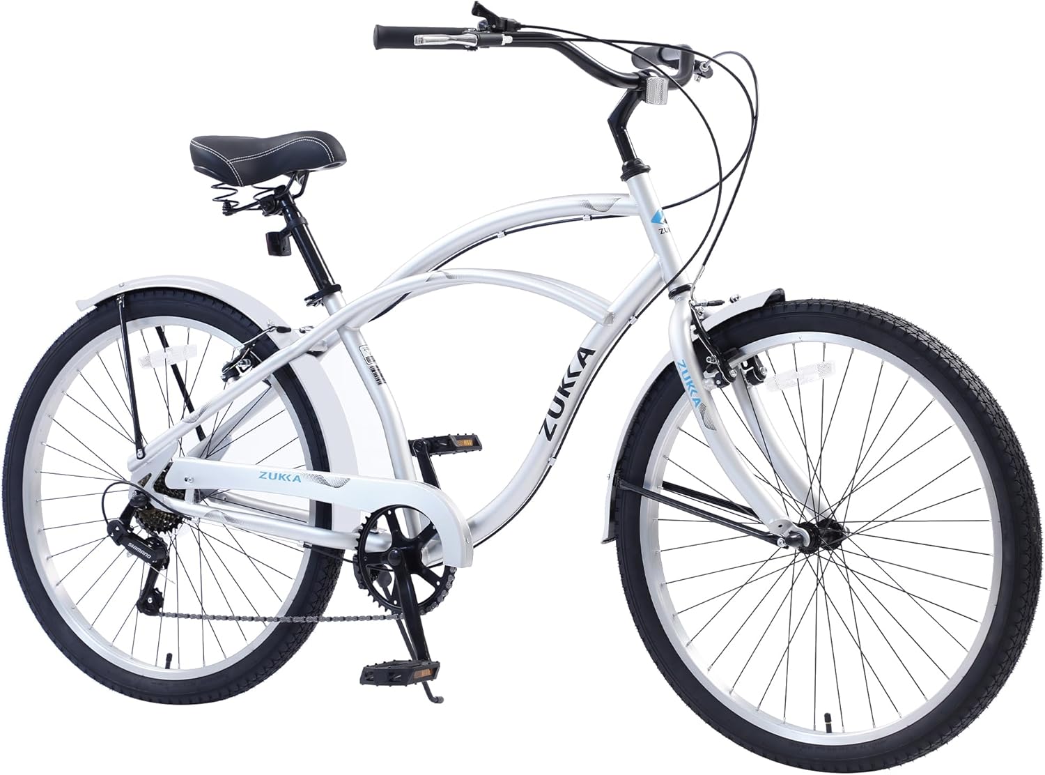 26 Inch Beach Cruiser Bike, Commuter Bicycle for Adult Men and Women, 7-Speed, Front and Rear V Brakes High Carbon Steel, City Bikes, Ergonomic Design, Multiple Colors