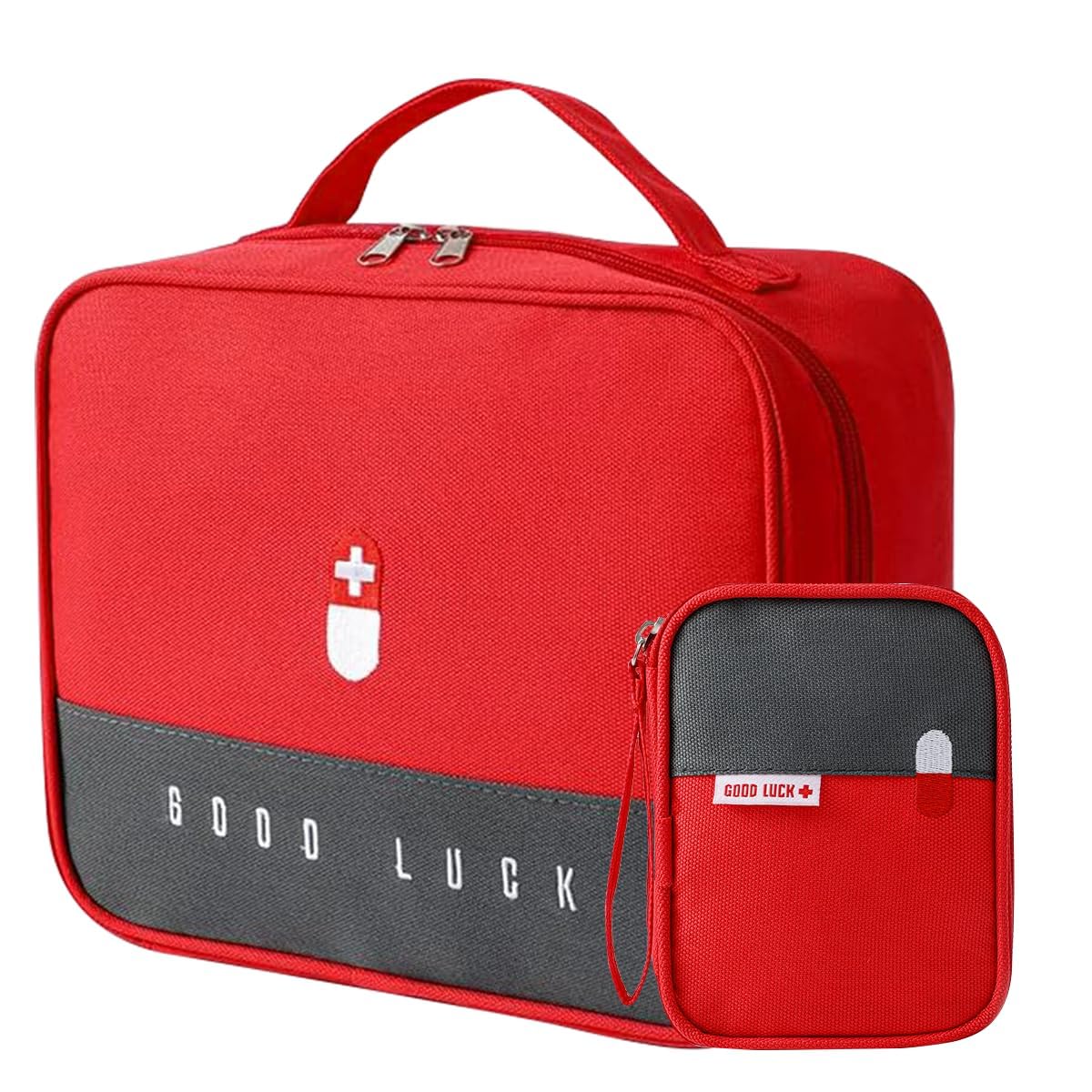 VYATIRANG Medicine Pouch for Travel First Aid Bag Organizer Medical Bag Clinical Bag for Outdoor Camping Hiking Travel for Home, Office, Travel - Set of 2 (Red)