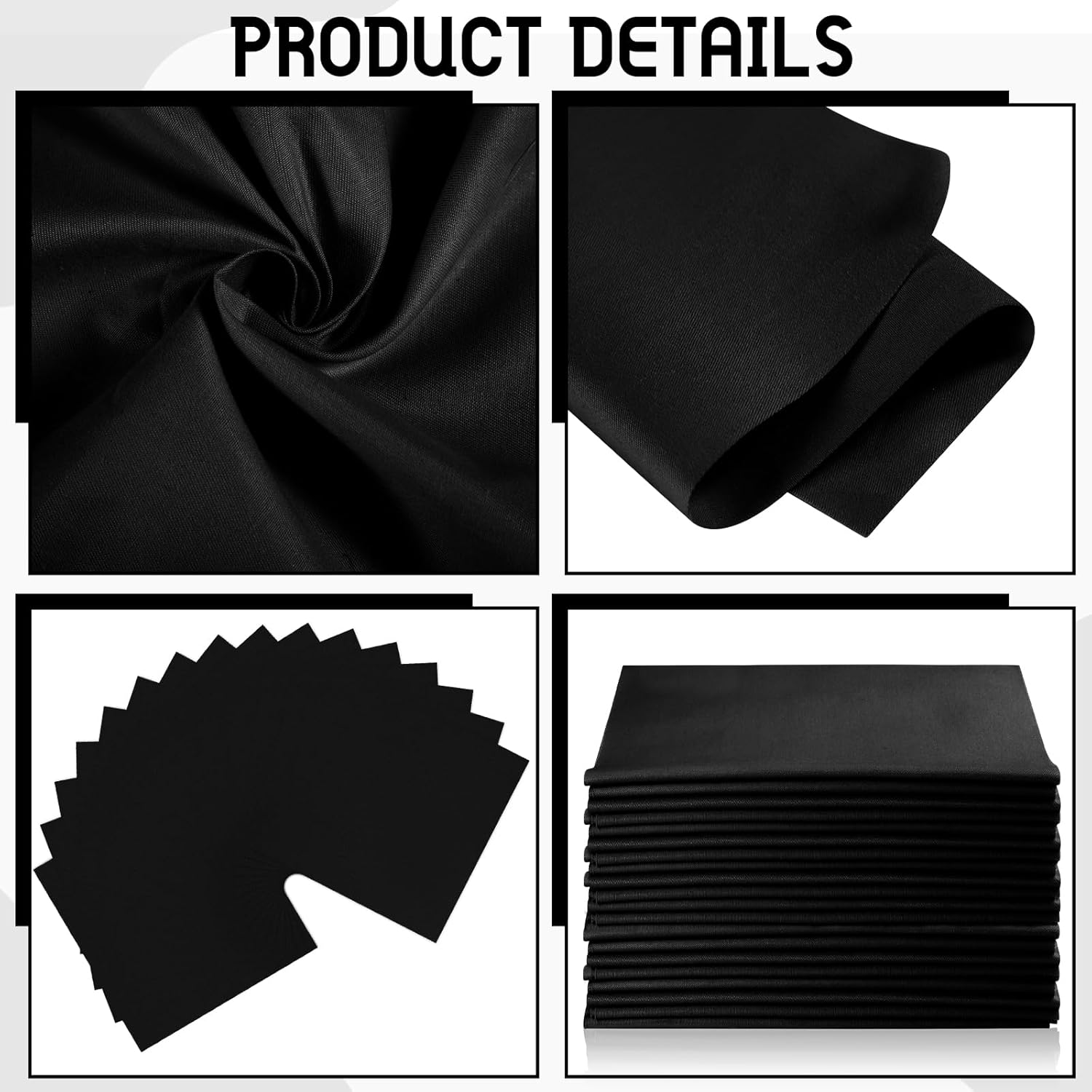 Breling 100 Pcs 10 x 10 Inch Cotton Fabric Bundle Squares Precut Fabric Squares for Sewing Making Quilts for Craft Lovers (One Size,Black)