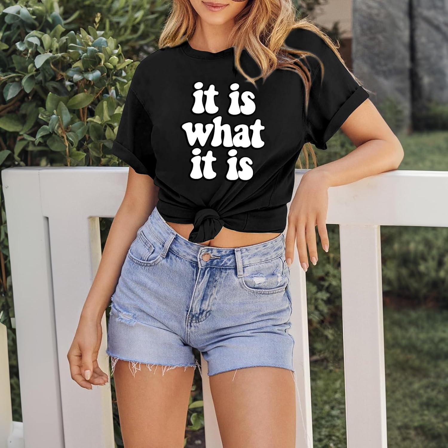 Funny Shirts for Women Graphic Tee It is What It is Shirt Humorous Letter Print Tshirt Casual Cotton Tops - Image 3