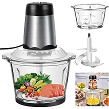 Mini Food Processor 2L Mini Chopper Electric Meat Grinder Vegetable Chopper with Glass Bowl Meat Mincers for Home Use