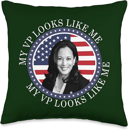 Vice President Kamala Harris Apparel My VP Looks Like Me First Woman Vice President Kamala Harris - Almohada de 16 x 16 pulgadas, multicolor