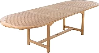 Nordic Style Backyard Premium Teak Wood Adjustable Outdoor Dining Table with Natural Finish – 79″-118″