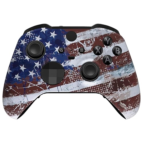 eXtremeRate Impression US Flag Replacement Faceplate Cover for Xbox One Elite Controller Series 2 (Model 1797), Soft Touch Front Housing Shell &
