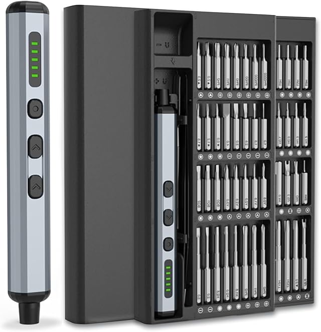 Electric Screwdriver Power Screwdriver Set 68 in 1 Mini Cordless Rechargeable 5 Torque Settings 3 LED Lights Precision