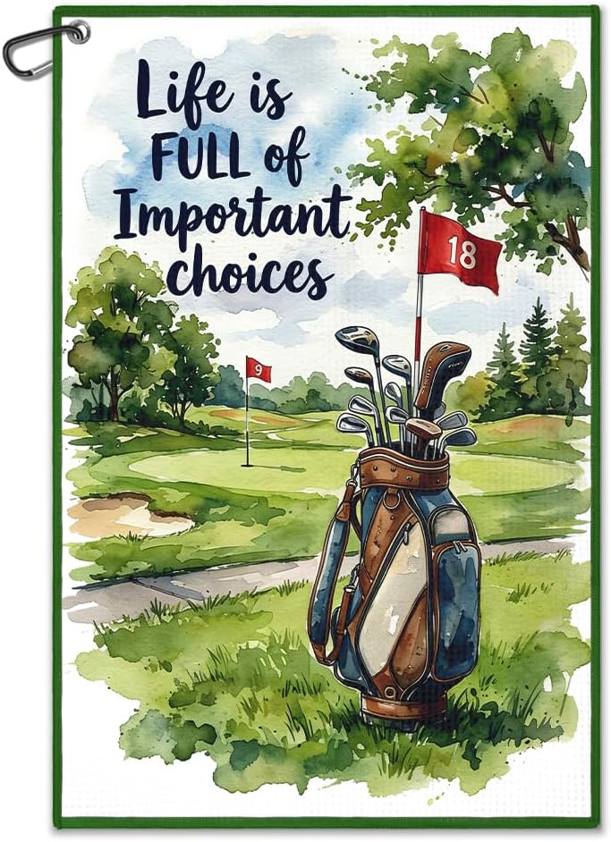 I was One Under Today Waffle Golf Towel with Clip, Golf Gifts | Funny Golf Accessories for Men, Father's Day Christmas Retirement Gifts for Uncle Dad Grandpa Seniors Golfer Coworker Friend