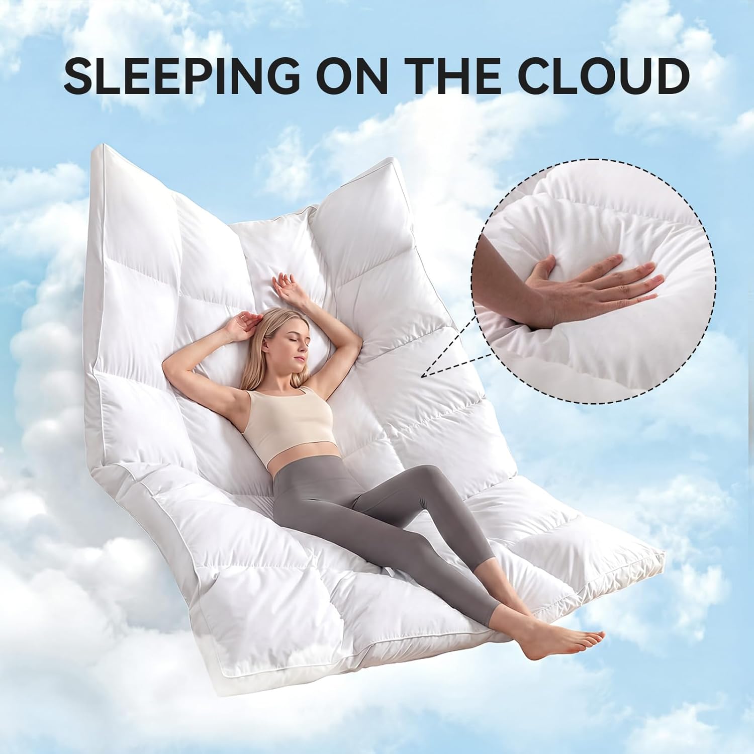 Ultra Thick Mattress Topper, 3 Inches Featherbed with Corner Bands, Support Body Curves(Twin, 39”x75”)