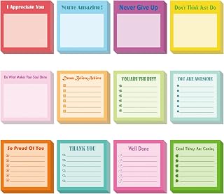 Appreciation Gifts for Teachers Employees Nurses,12 Inspirational Sticky Notes Fun PostIt Notes Funny to Do List Sticky Notes Colorful Encouragement Pads for Reminder Supplies,3x3 Inch