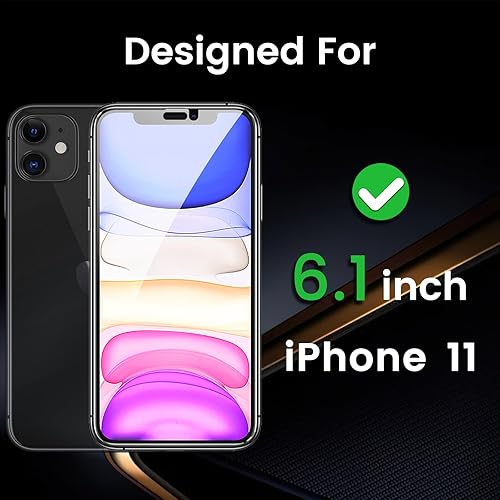 Miniatura 2 de NBiefuny Paquete de 3 protectores de pantalla de privacidad para iPhone 11 de 6.1 pulgadas con 3 protectores de lente de cámara, película de vidrio
