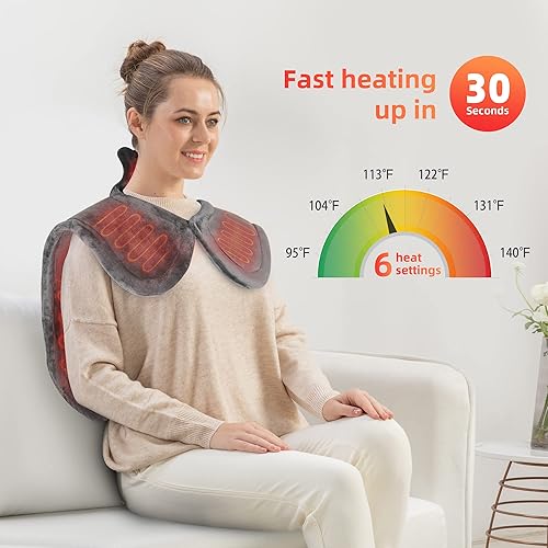 Miniatura 2 de COMFIER Almohadilla térmica para cuello y hombro, almohadilla térmica ponderada portátil, almohadilla térmica de cuello y hombros para aliviar el