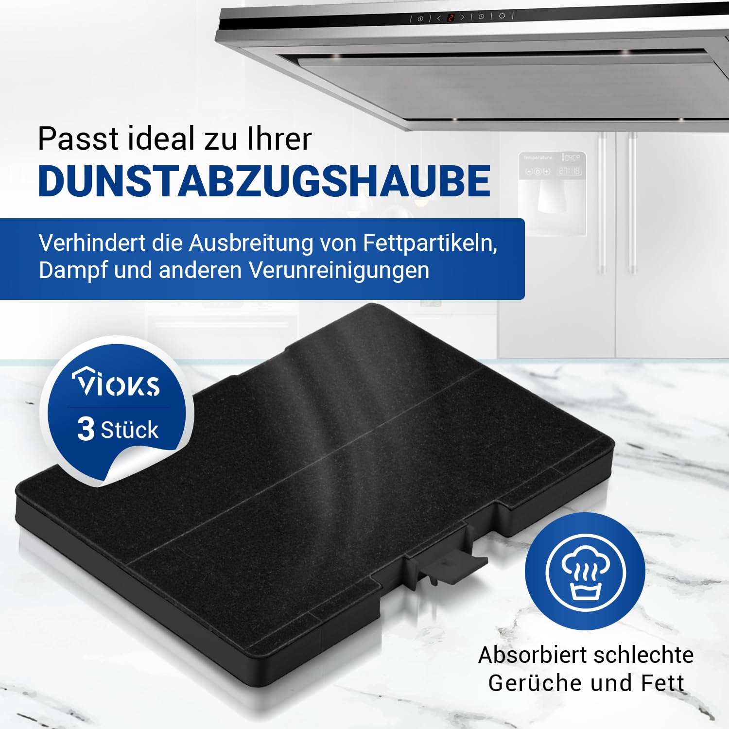 Juego de 3 filtros de carbón activo para campana extractora, repuesto para Bosch 11026771 DHZ5346, filtro de carbón de 320 x 243 mm, filtro extractor, filtro de campana extractora
