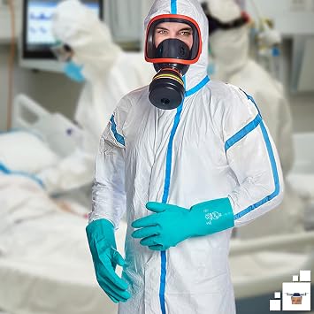 EZGOODZ Disposable Coveralls 5 Pack, White Polypropylene 50 gsm Overall with Waterproof Microporous Film. Laminated X-Small Full Body Protective Suit.