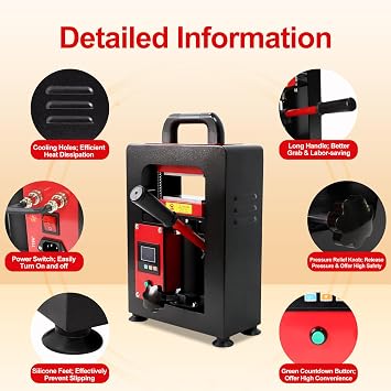 5 Tons Heat Press Machine with LCD Screen 2.3 x 4.7 Inch Dual Heating Plate