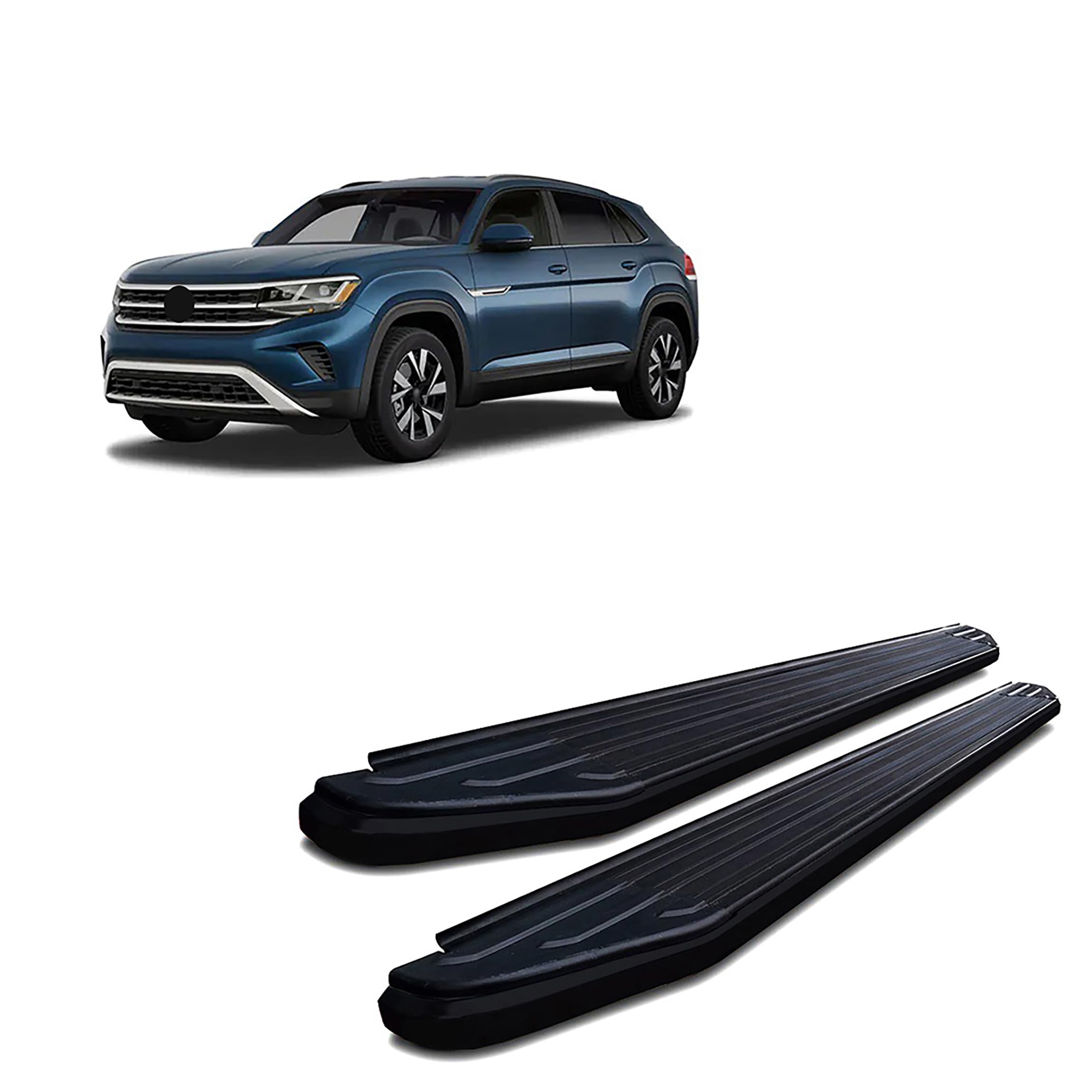 Black Horse Peerless Running Boards Black Compatible with 2018-2024 Volkswagen Atlas-PR-W2076BK
