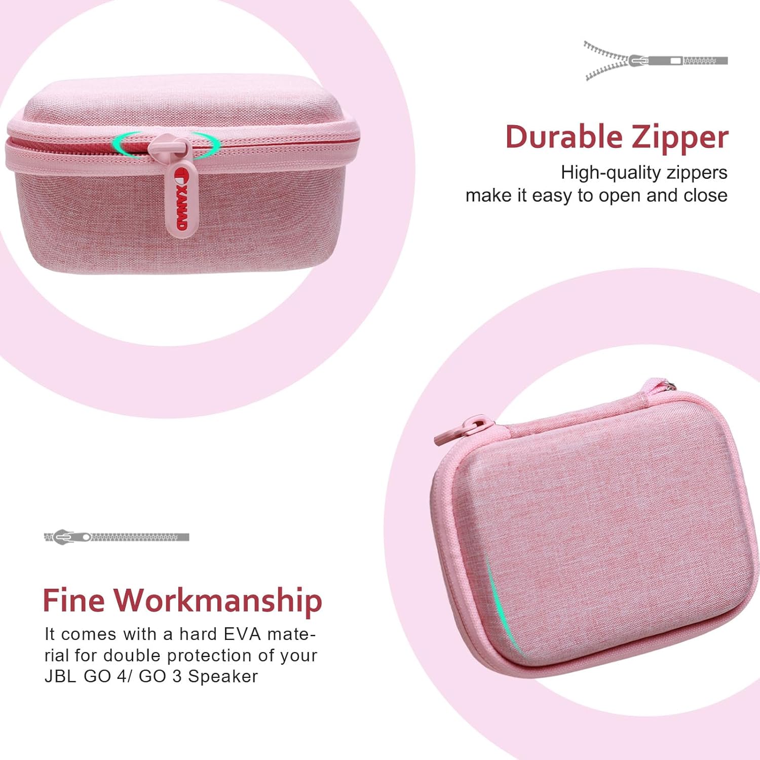 XANAD Hard Case Compatible with JBL Go 4 and Go 3 and Go 3 Eco Ultra-Portable Waterproof Speaker (Pink) - Image 4