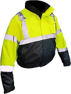 Fierce Safety JA400G 3 in 1 Superior Hi Vis Class 3 Bomber Jacket | 100percent polyester | Intense Visibility | Water Resistant | Lightweight and Comfort | Size L, Silver