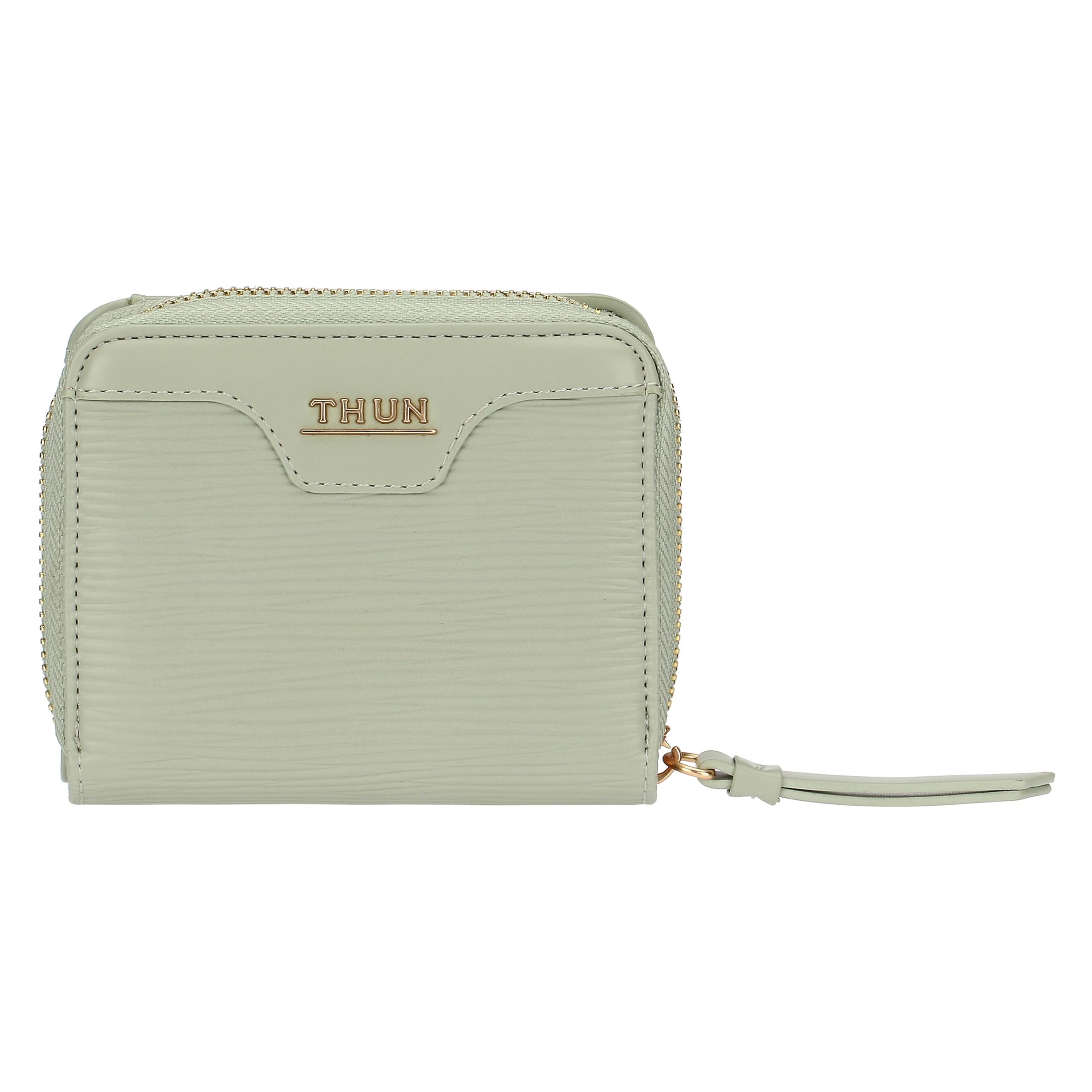 Thun - Small Wallet, Green - Faux Leather - Always with me Collection - 11 x 3.5 x 9.5 cm