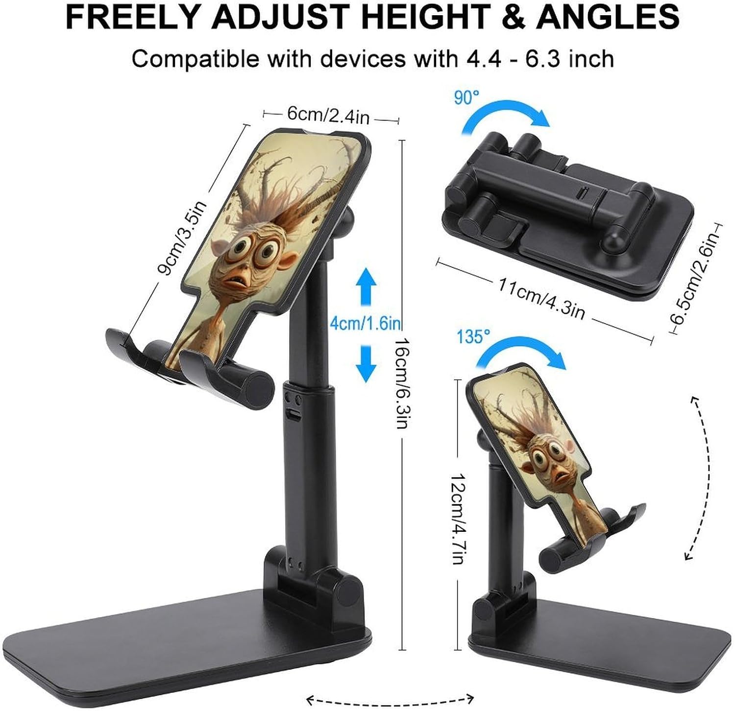 Brown with Antlers Foldable Phone Stand for Desk Taller Stand image 2