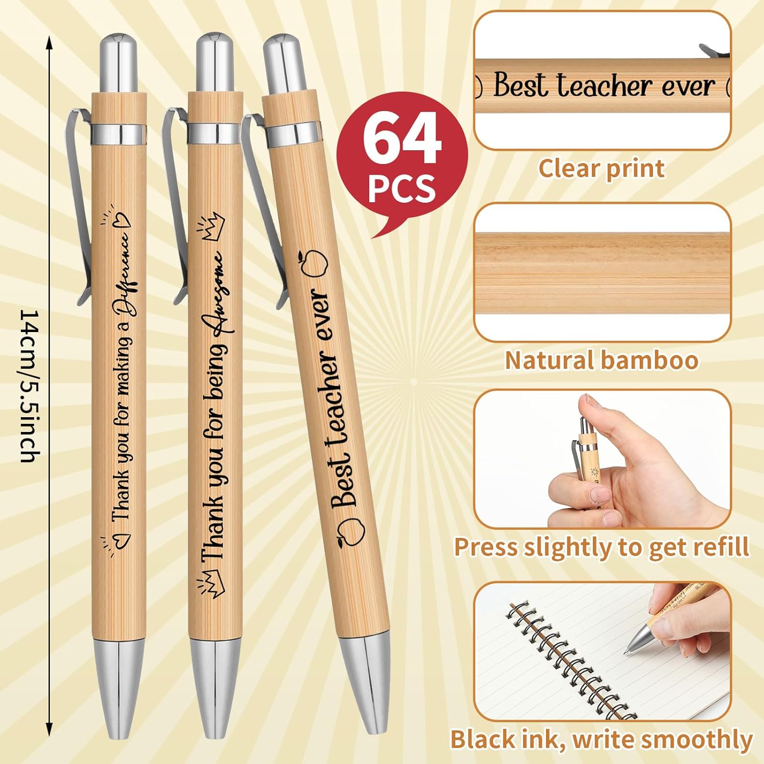 Yeaqee 64 Set Employee Appreciation Gifts Christmas Inspirational Gifts Bulk Small Spiral Notebooks with Pen Motivational Notepads Journals for Xmas Staff Coworkers Team Gift(Teacher Appreciation)
