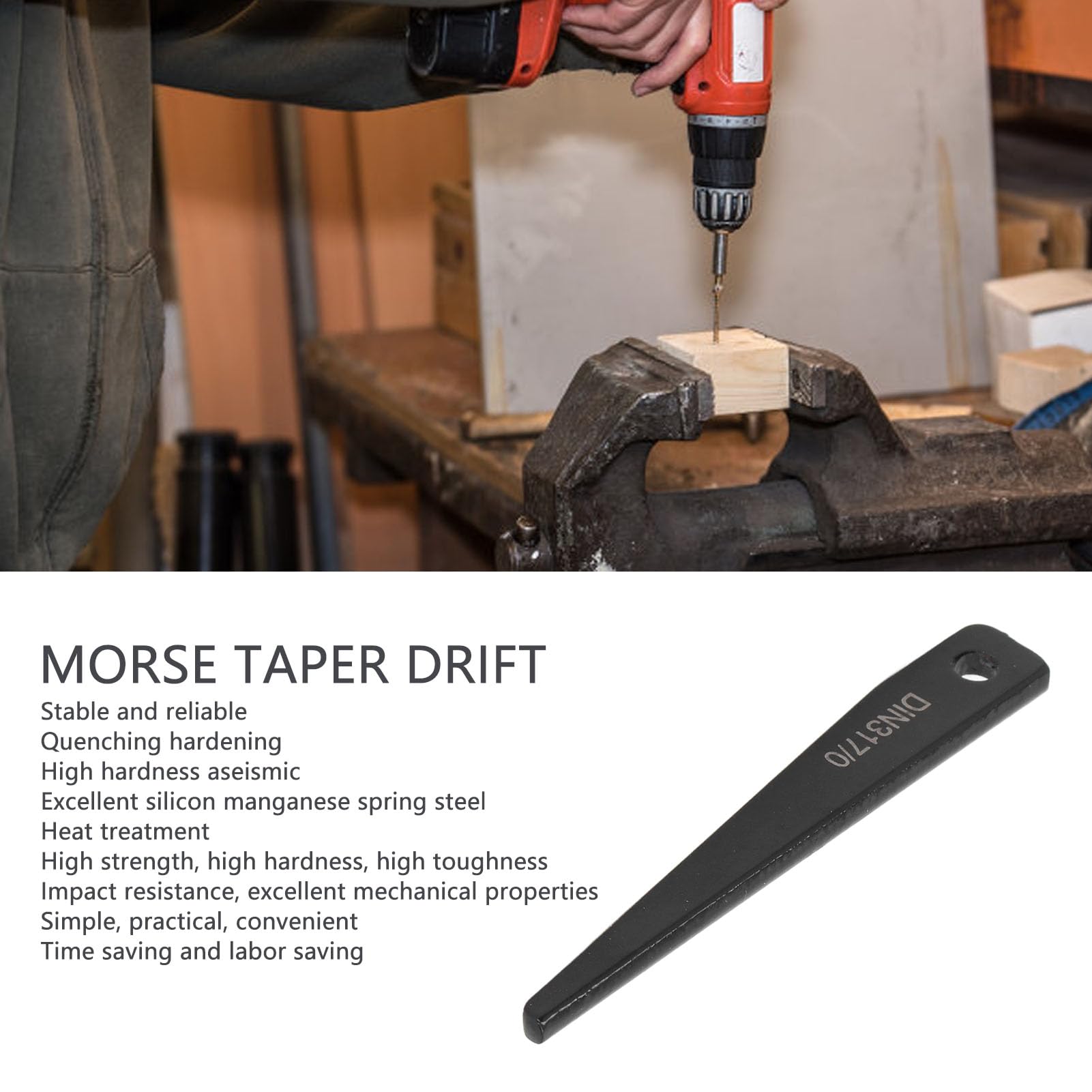 Morse Taper Drift Key, DIN317/0 Morse Taper Adapter Tool MK0 Remove Shanks Drills Chucks Metalworking Supplies - Image 4