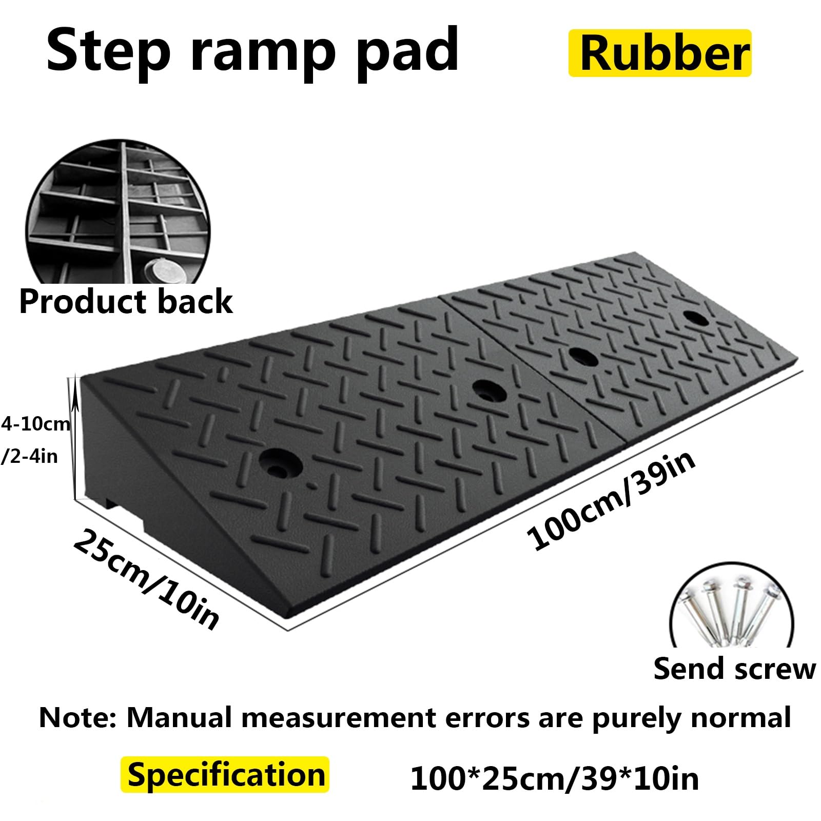 Rampa para silla de ruedas para el hogar, rampa para garaje para bicicletas, rampa para robot de barrido, resistente y duradera,con tornillos de instalación, adecuada para garajes, escalones ( Size :