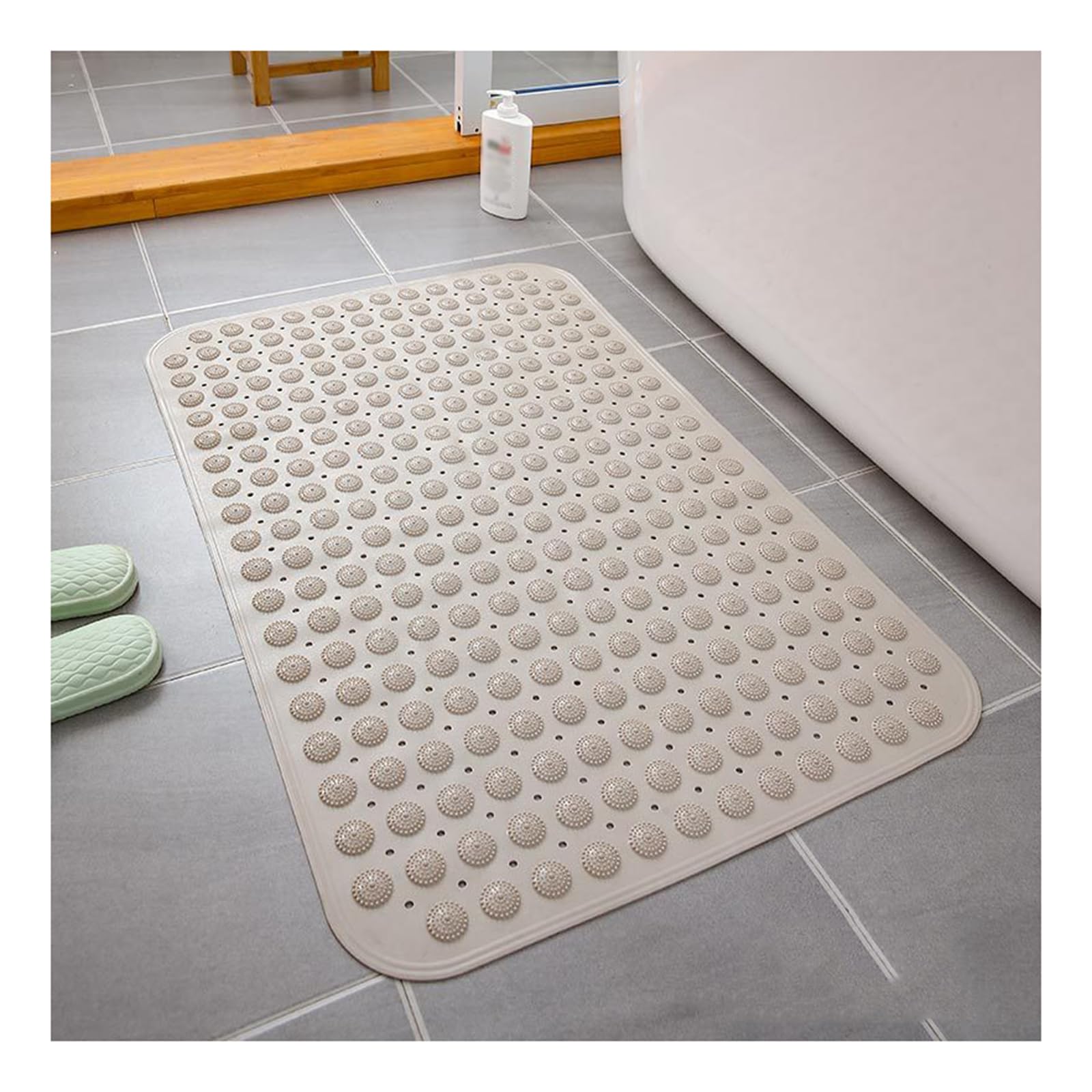 PVC Antirutschmatte für Die Dusche, Universal Duschmatte rutschfest Badewanne mit Abflusslöcher, Weich Badewannenmatte mit Saugnäpfen, Waschbar Rutschmatte Dusche,D,58x88cm/23x35in
