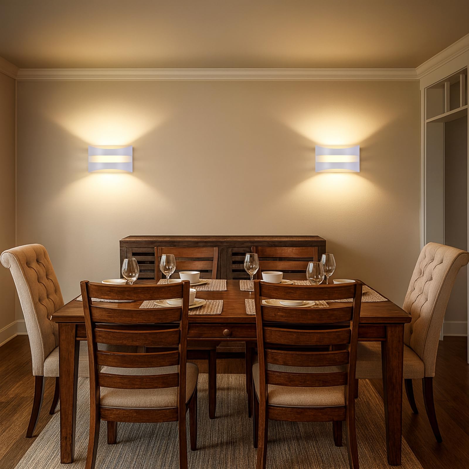 Homefire LED Wandleuchte Innen Wandlampe 4ER 5W Weiß Modern Design | Wandbeleuchtung Wohnzimmer 3000K Up and Down Leuchten Flur Lampe Wand Aus Metall+Acryl Wandlicht für Schlafzimmer Treppenhaus