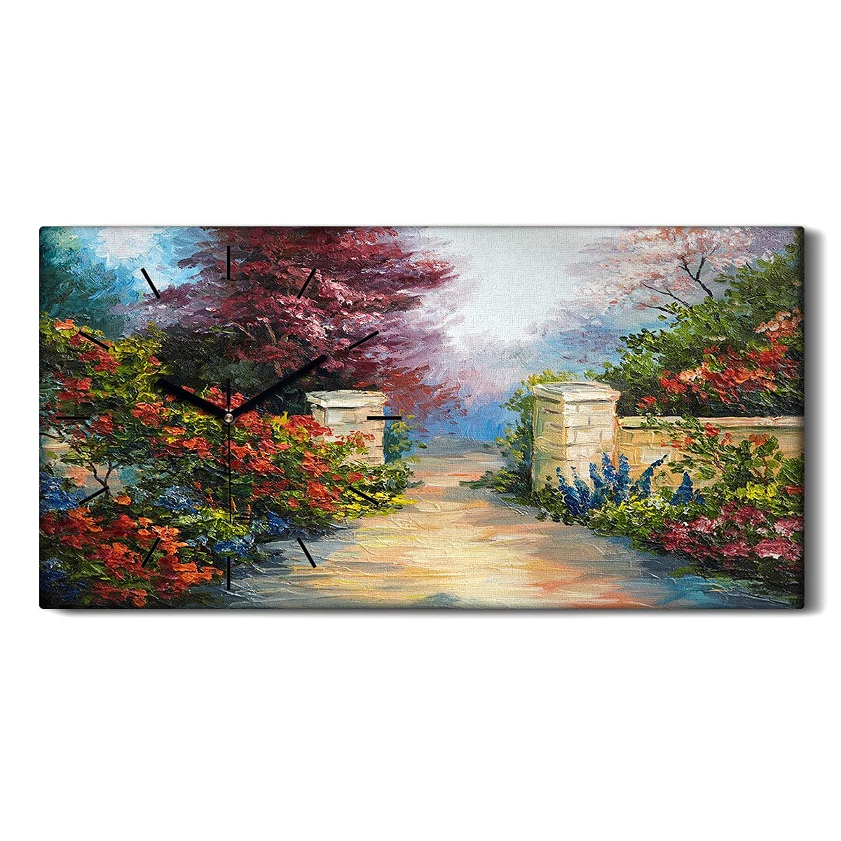 Horloge sur Toile Silencieuse sans Tic-Tac 60x30cm - Art Moderne Fleurs