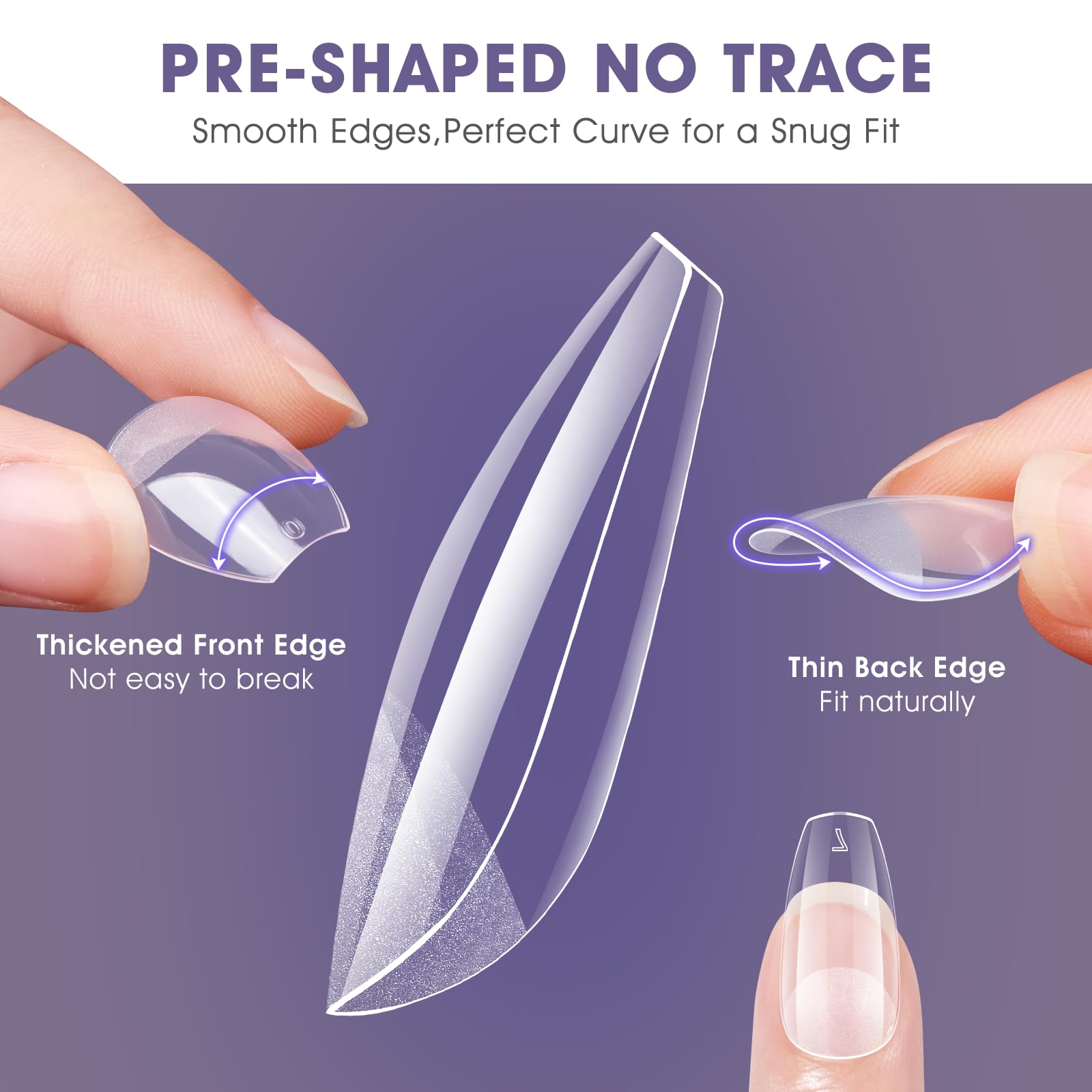 Adonafy Short Coffin Nail Tips: 504 Pcs Half Matte Full Cover Nail Tips for Beginners - Image 2