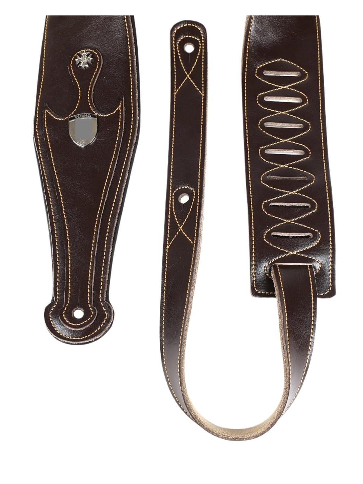 Tracolla for Chitarra in Pelle con Lunghezza Regolabile, Spalla Imbottita a Grana Superiore, Compatibile Parti di Basso Chitarre elettriche acustiche