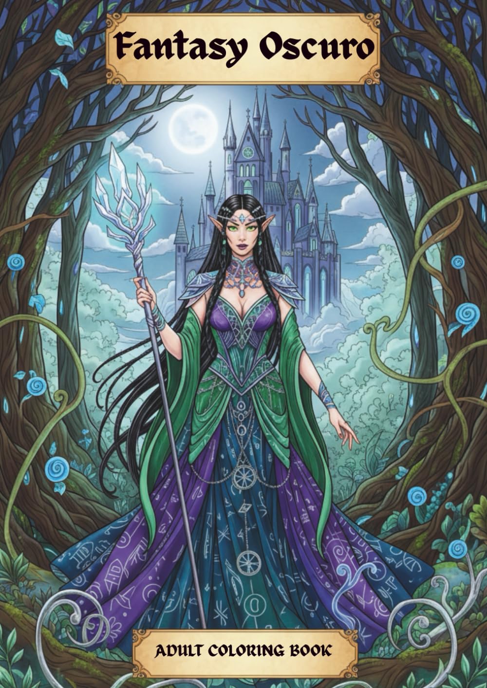 Fantasy Oscuro: Adult Fantasy Coloring Book for Stress Relief with Fairies, Elves, Dragons and Magical Realms