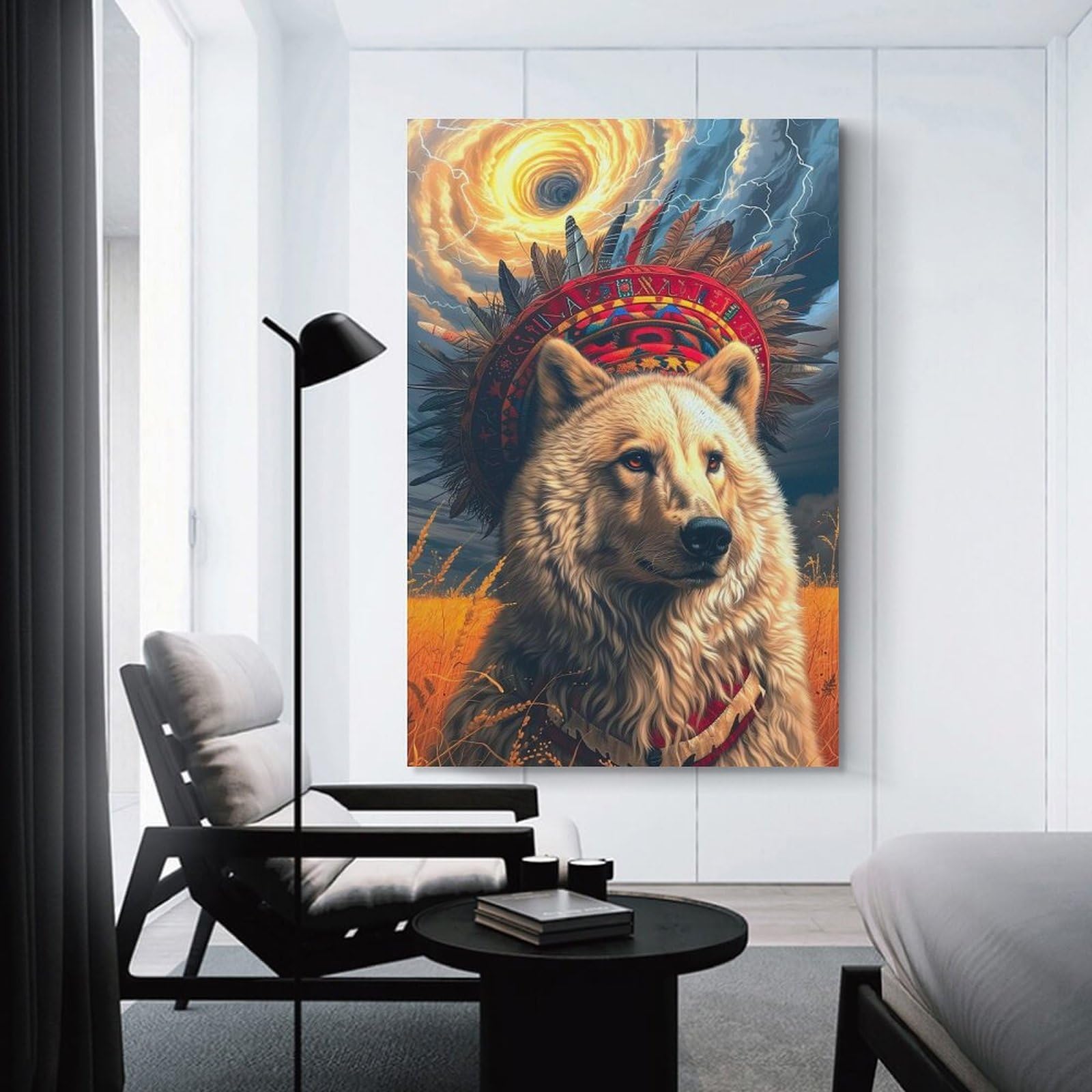 Junmoney Wall Art Print American Dog, 08x12inch(20x30cm), for Living Room, Lounge Or Sitting Room, Eye Catching Artwork for Blank Walls