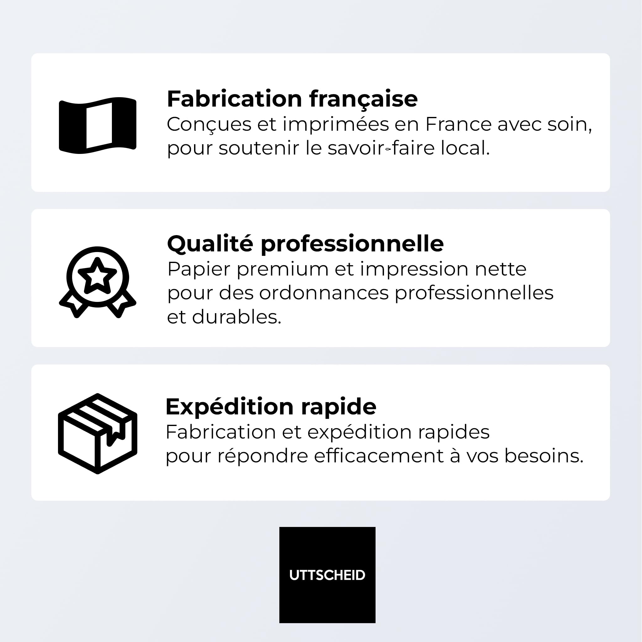 Bloc de 100 ordonnances personnalisé - UTTSCHEID (Sans porte-documents, 10) | Pour les professionnels de santé