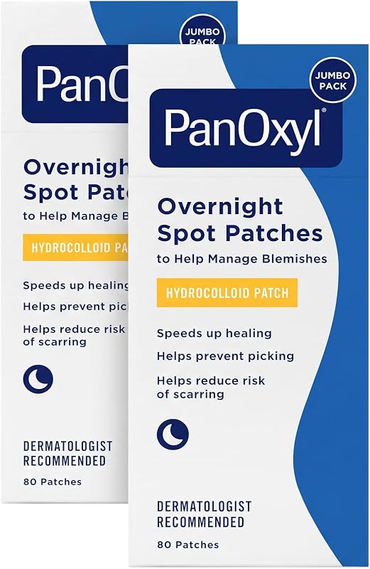 Tiras hidrocoloides PanOxyl PM para uso noturno, sem fragrância, Pacote com 2
