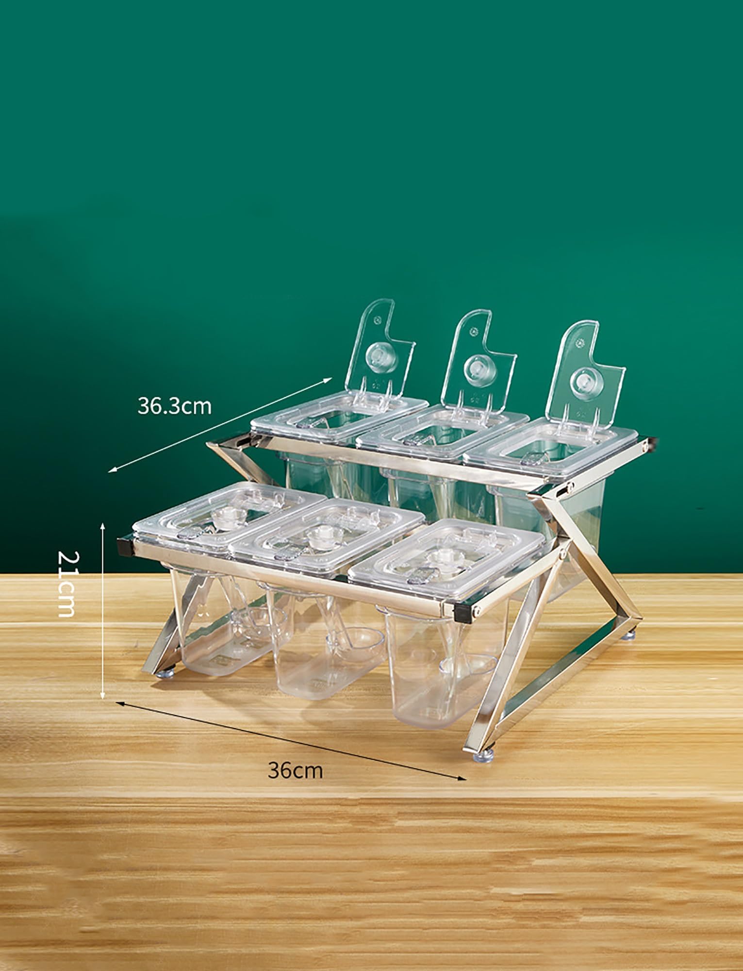 Générique Coffret à épices transparent avec récipients et couvercles amovibles, boîte à confitures, for salon de thé, restaurant ou dessert.(36x36.3x21cm)