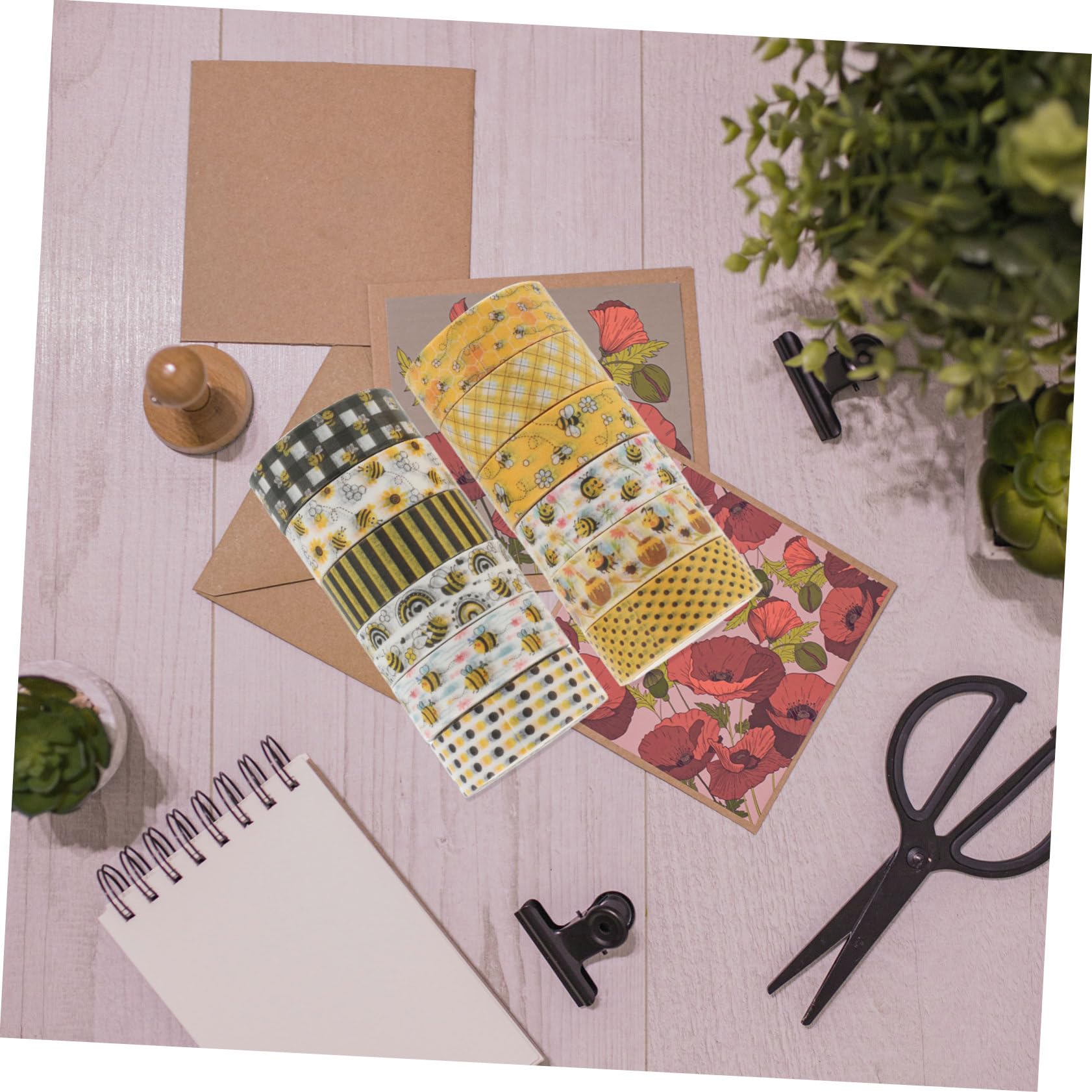 HOMSFOU 5 Sätze Washi Tape Set Mit Bienenmotiven Dekoratives Scrapbooking Tape Für Diy Projekte Geschenkverpackungen Und Bastelarbeiten Für Handbücher Und Tagebücher 12 Rollen * 5