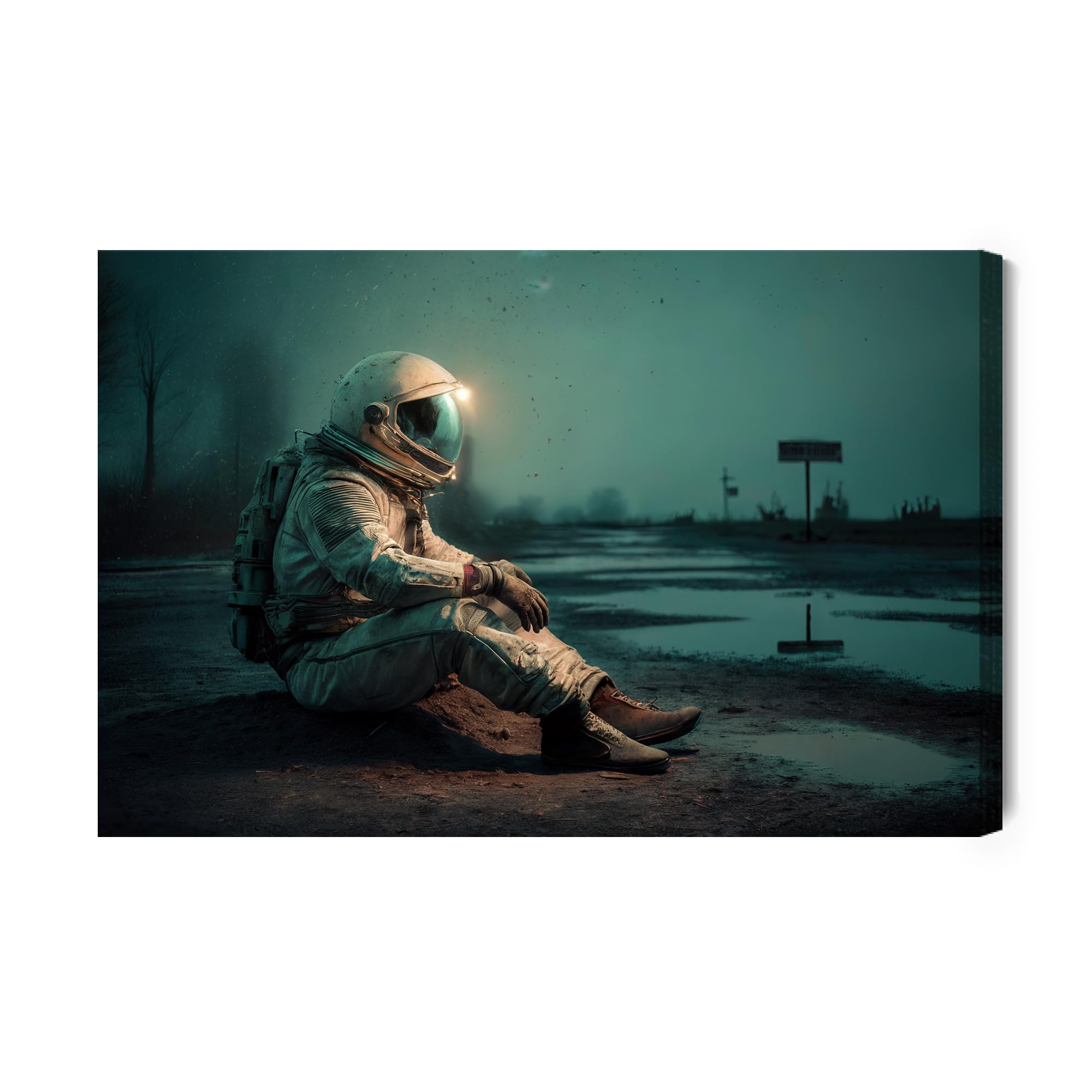 WALLERO Leinwandbild Astronaut Apokalypse Postapokalyptische Welt 120x80 cm