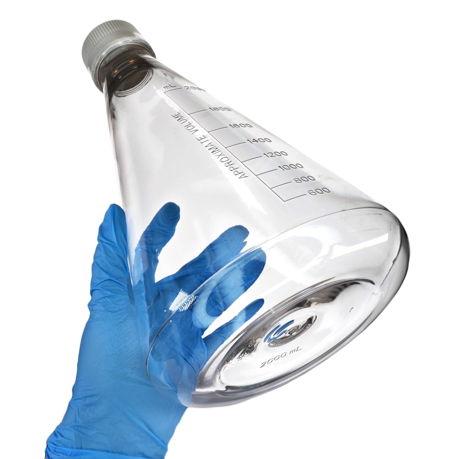 Eisco - Pack of 4, 2L Sterile PETG Erlenmeyer Flasks, Vented, Flat Bottom, Lab-Grade, Gamma Sterilized, USP Class VI, Ideal for Cell Culture, Biopharmaceutical Processing, Chemical Storage