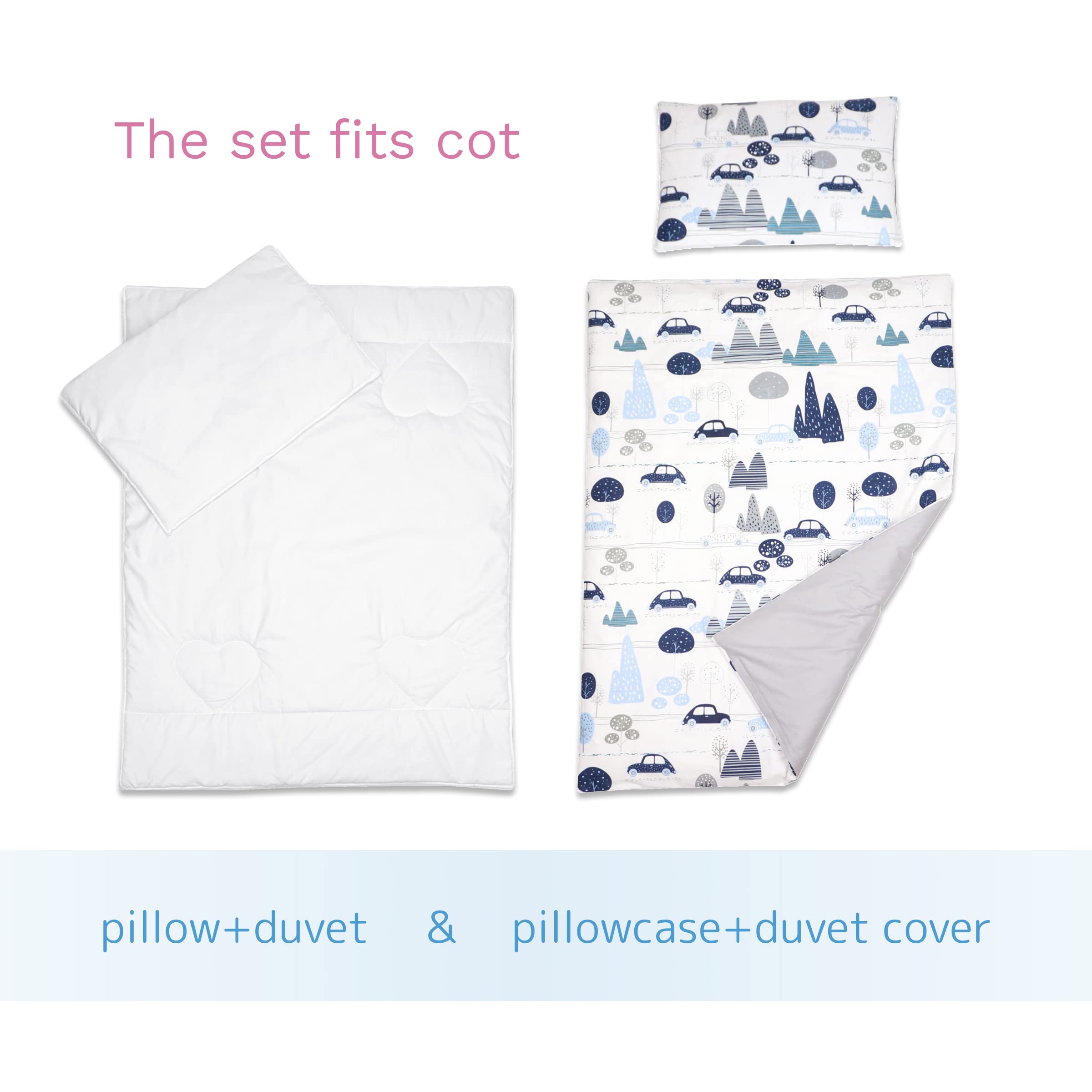 Juego de cama para cuna 4 piezas edredón y funda nórdica 120x90 cm con almohada y funda de almohada - diseño 12