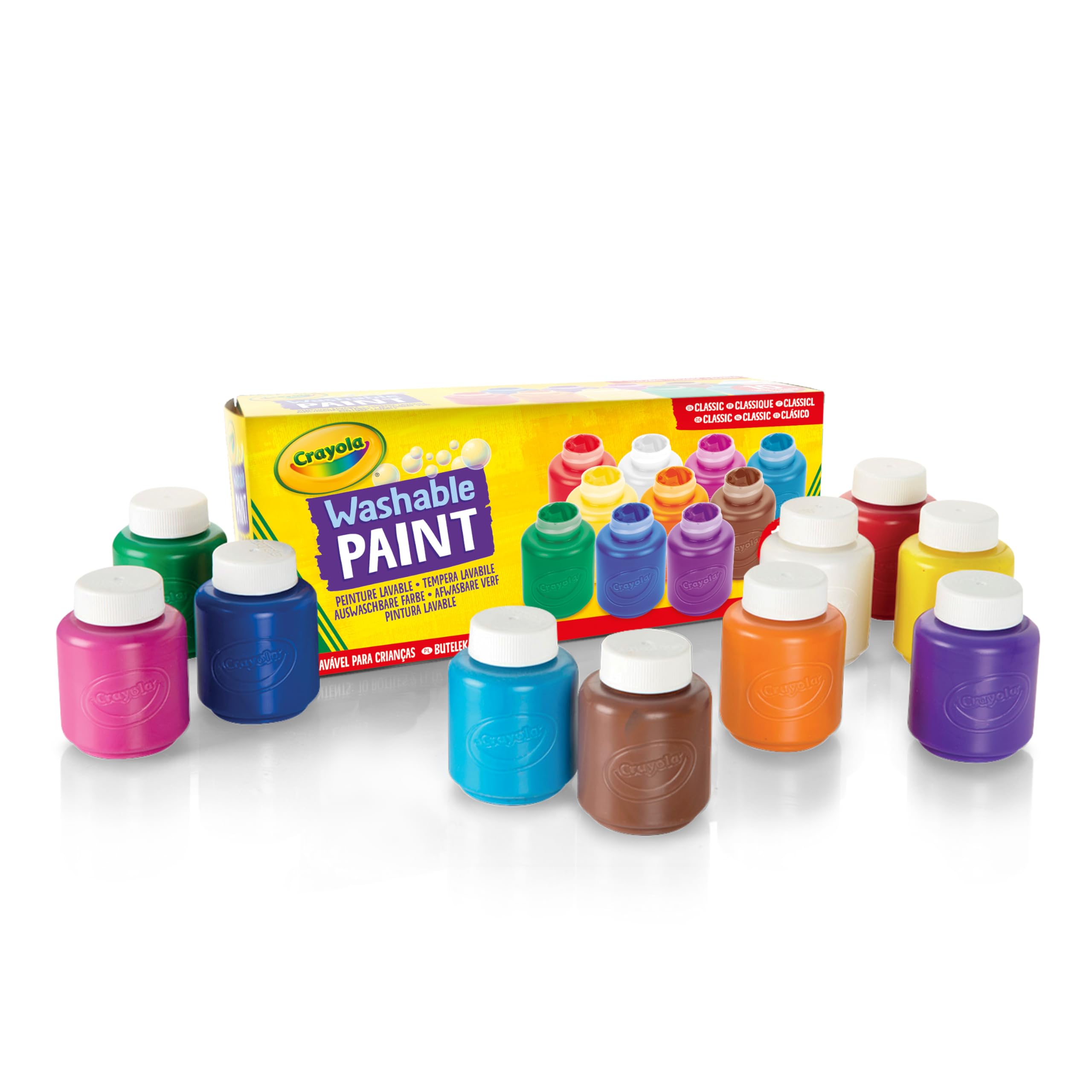 CRAYOLA - 10 Botes de Pintura Lavables, Paquete de 10 Botes de 59 ml, Edad Recomendada: a partir de 3 Años, 54-1205