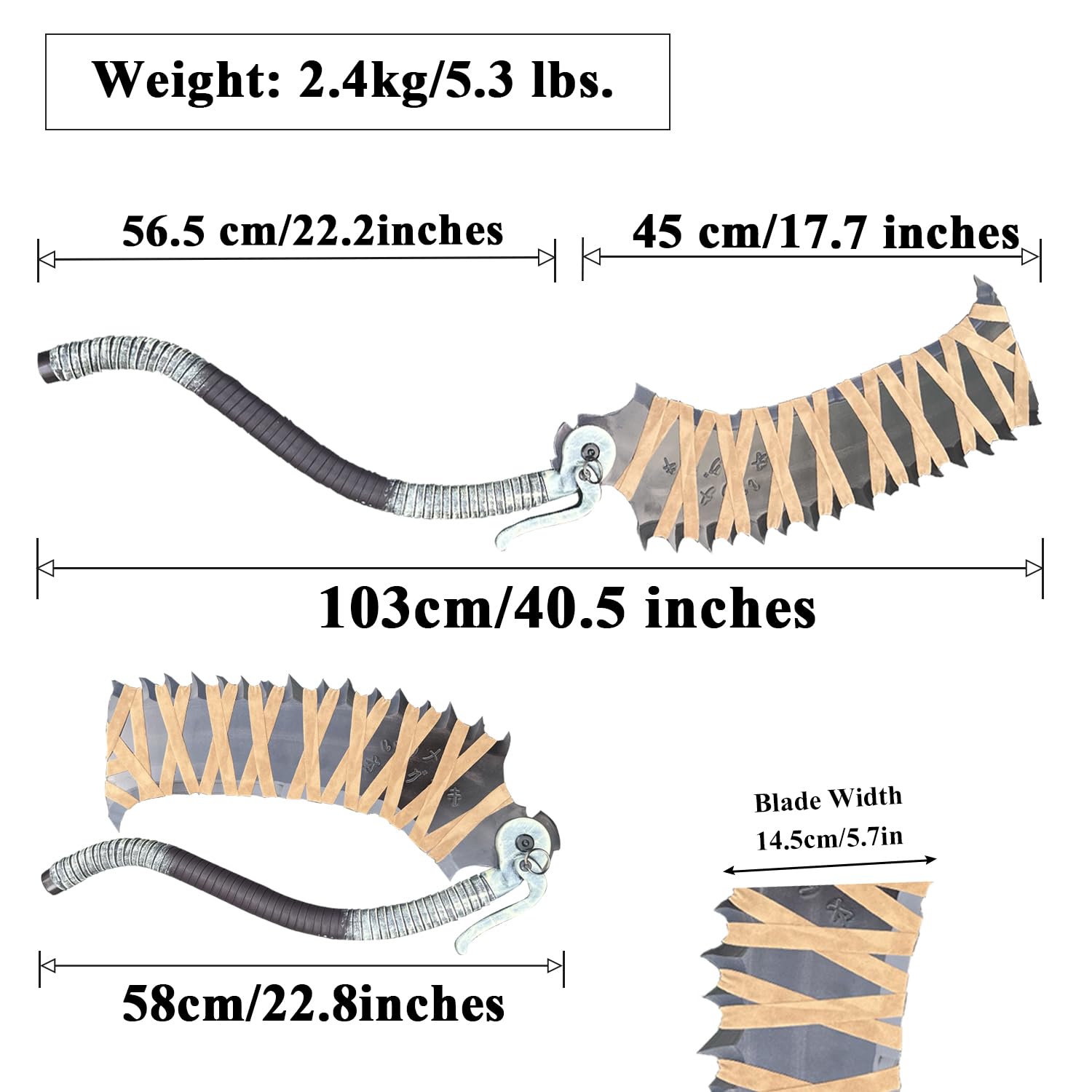 103 cm/58 cm Hunter Saw Cleaver Ludwig Cosplay-Requisite Vollmetall Variable Form – aufgeklappt oder zusammengeklappt, für Halloween, Weihnachten, Kostümpartys, Cosplay-Requisiten