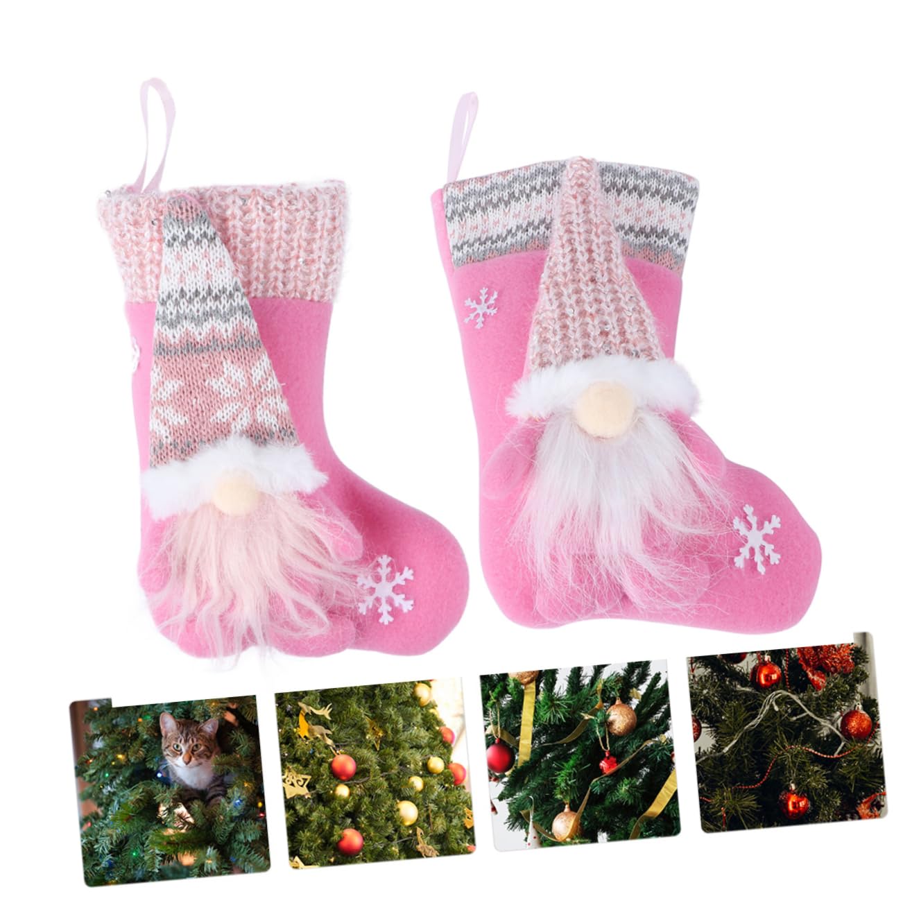 ULTECHNOVO 2pezzi Calza di Natale in Materiale Morbido Ciondolo da Appendere Bambola Senza Volto Decorazione Natalizia per Feste