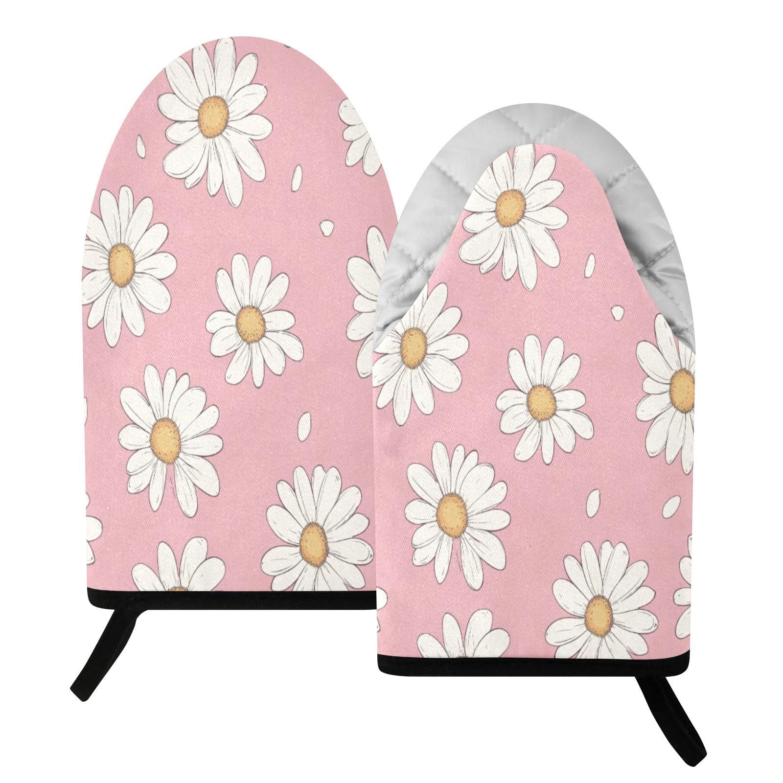 BURSTDDY Daisy Oven Mitt,Heat Resistant Kitchen Mitts for Cooking